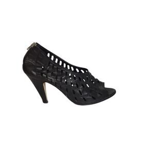 Loeffler Randall Women Peep Toe Heels Sz 11B Black EUC Flaw Edgy Sexy Formal